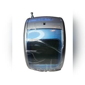 NWT SI digital clock radio with antenna, instructions, light, box, silver/blue